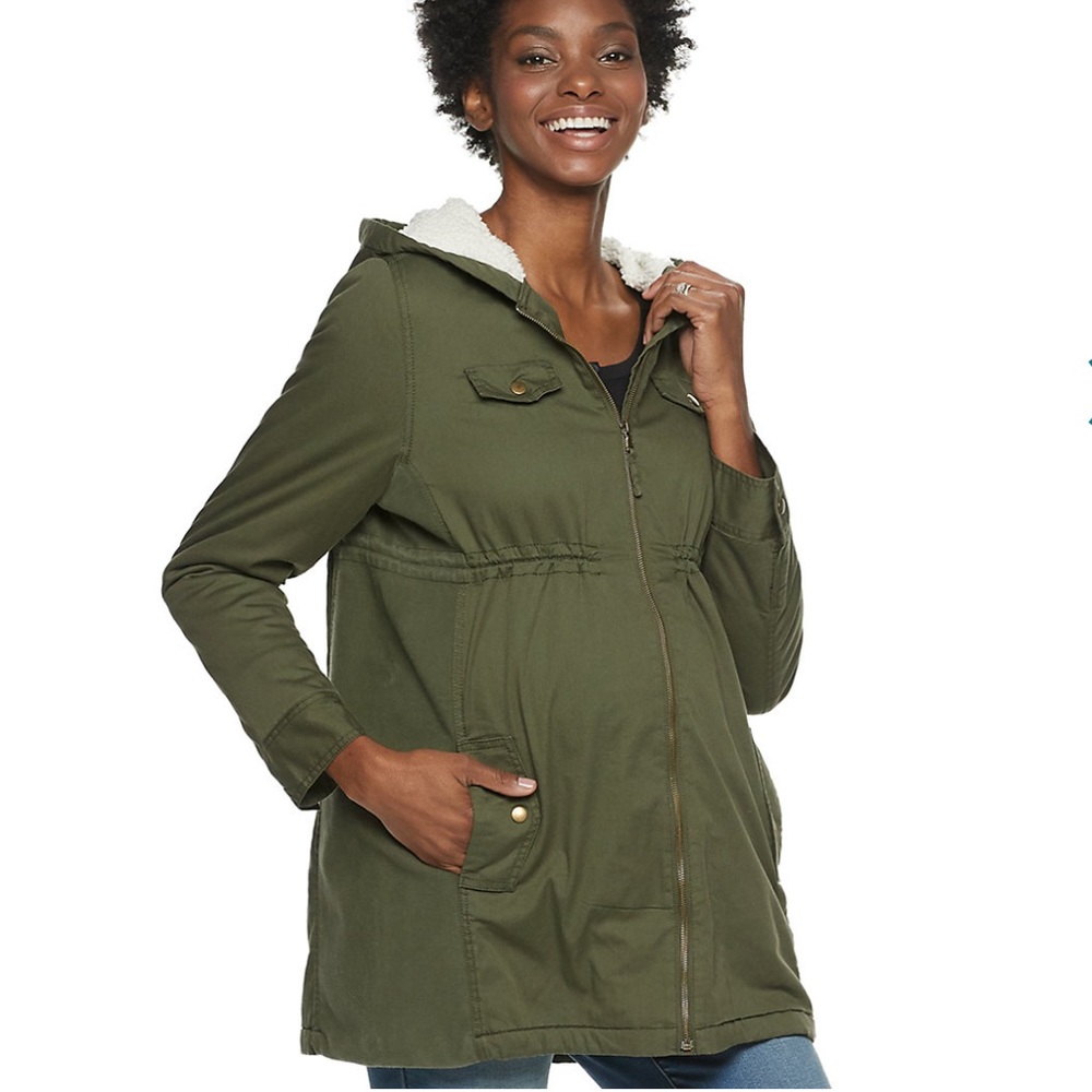 a:glow Maternity Sherpa Lined Utility Jacket Size M